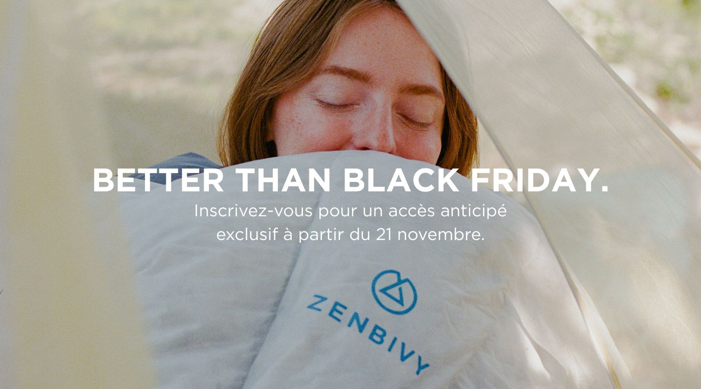 Person wrapped in a blanket with Zenbivy branding, promotional text overlay. Popup | zenbivy.eu